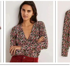 Boden Printed V-Neck Top Women's Size 8